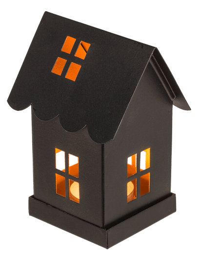 Black metal decoration house for tealights,