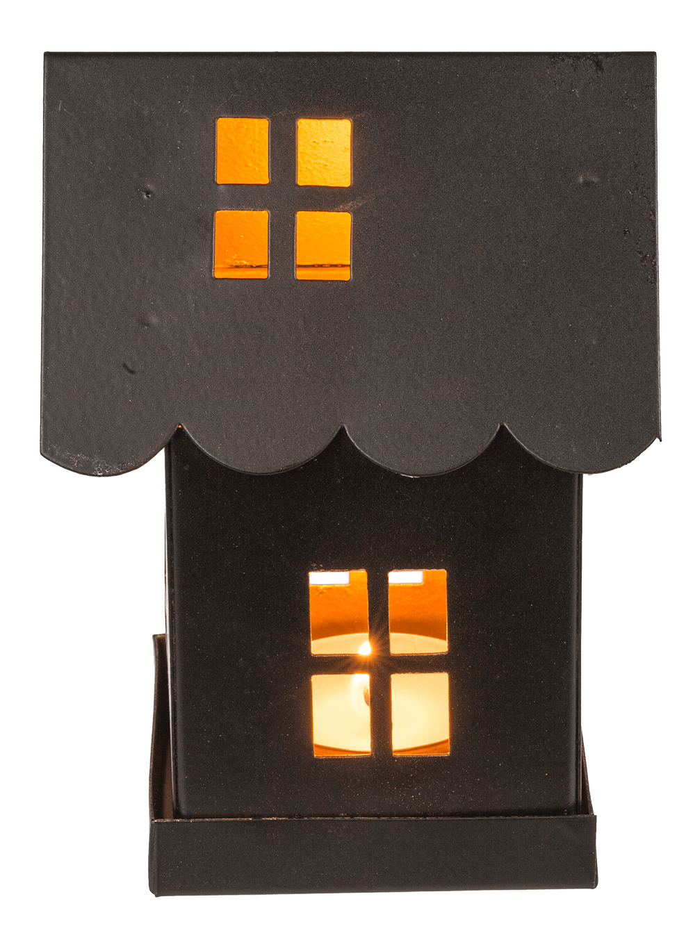 Black metal decoration house for tealights,