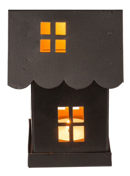 Black metal decoration house for tealights,