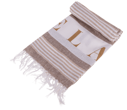 White/cream/brown coloured Fouta Towel, Relax,