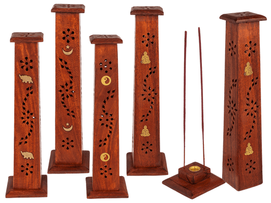 Wooden incense stick burner box, standing,