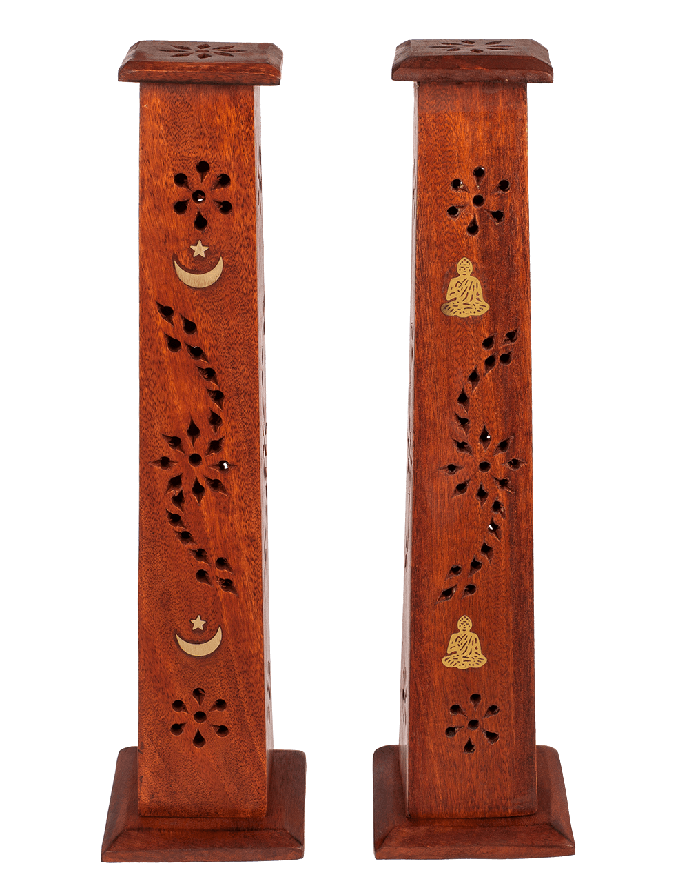 Wooden incense stick burner box, standing,