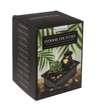 Indoor fountain with LED, succulent and decorative