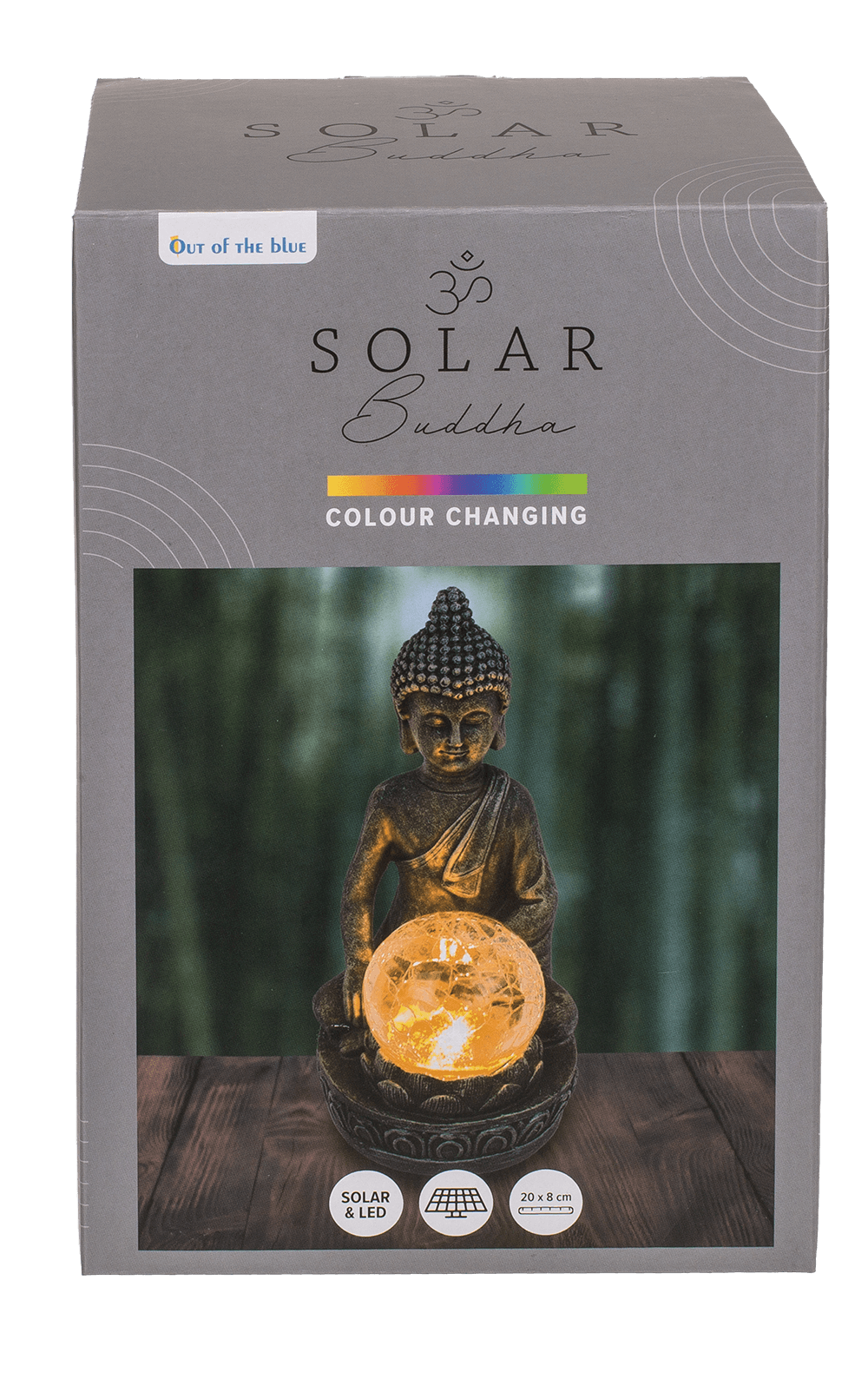 Polyresin Solar Buddha Figurine, with crackle