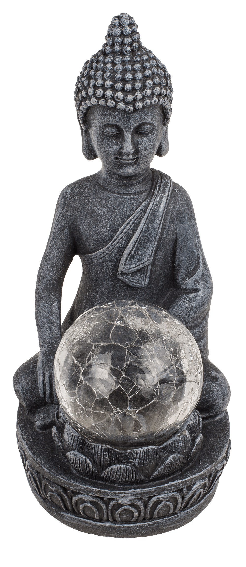 Polyresin Solar Buddha Figurine, with crackle