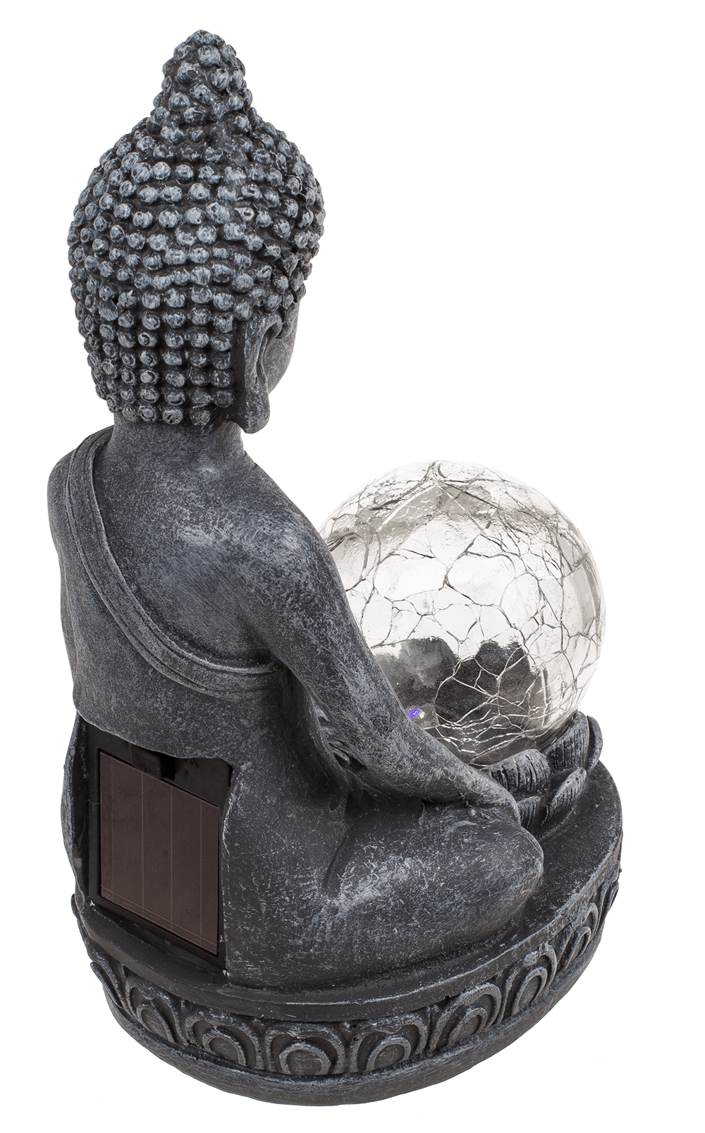 Polyresin Solar Buddha Figurine, with crackle