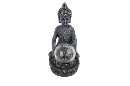 Polyresin Solar Buddha Figurine, with crackle