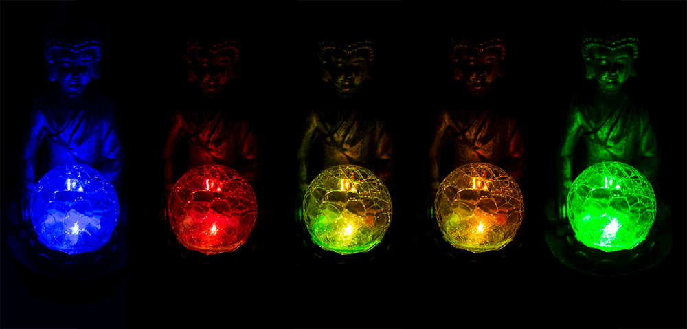 Polyresin Solar Buddha Figurine, with crackle