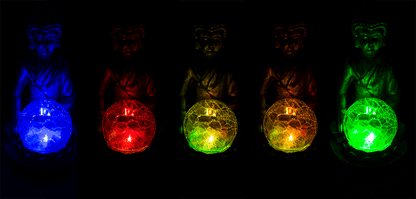 Polyresin Solar Buddha Figurine, with crackle
