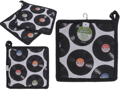 Pot holder, vinyl records, 20 x 20 cm,