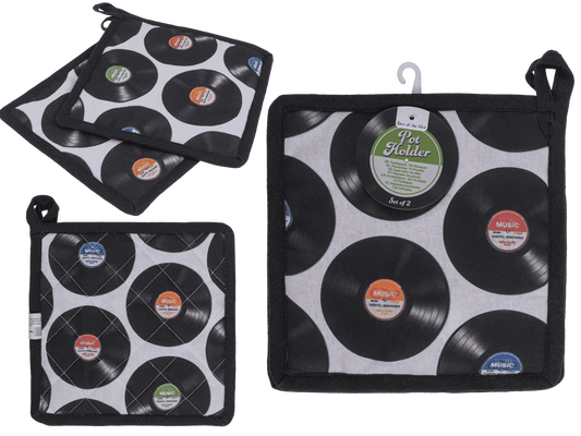 Pot holder, vinyl records, 20 x 20 cm,