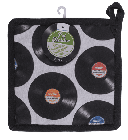 Pot holder, vinyl records, 20 x 20 cm,