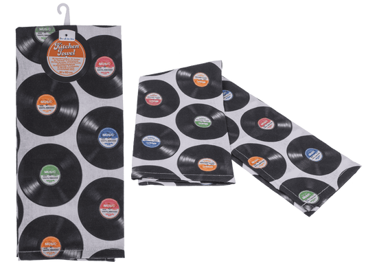 Kitchen towel, vinyl records, 40 x 60 cm,