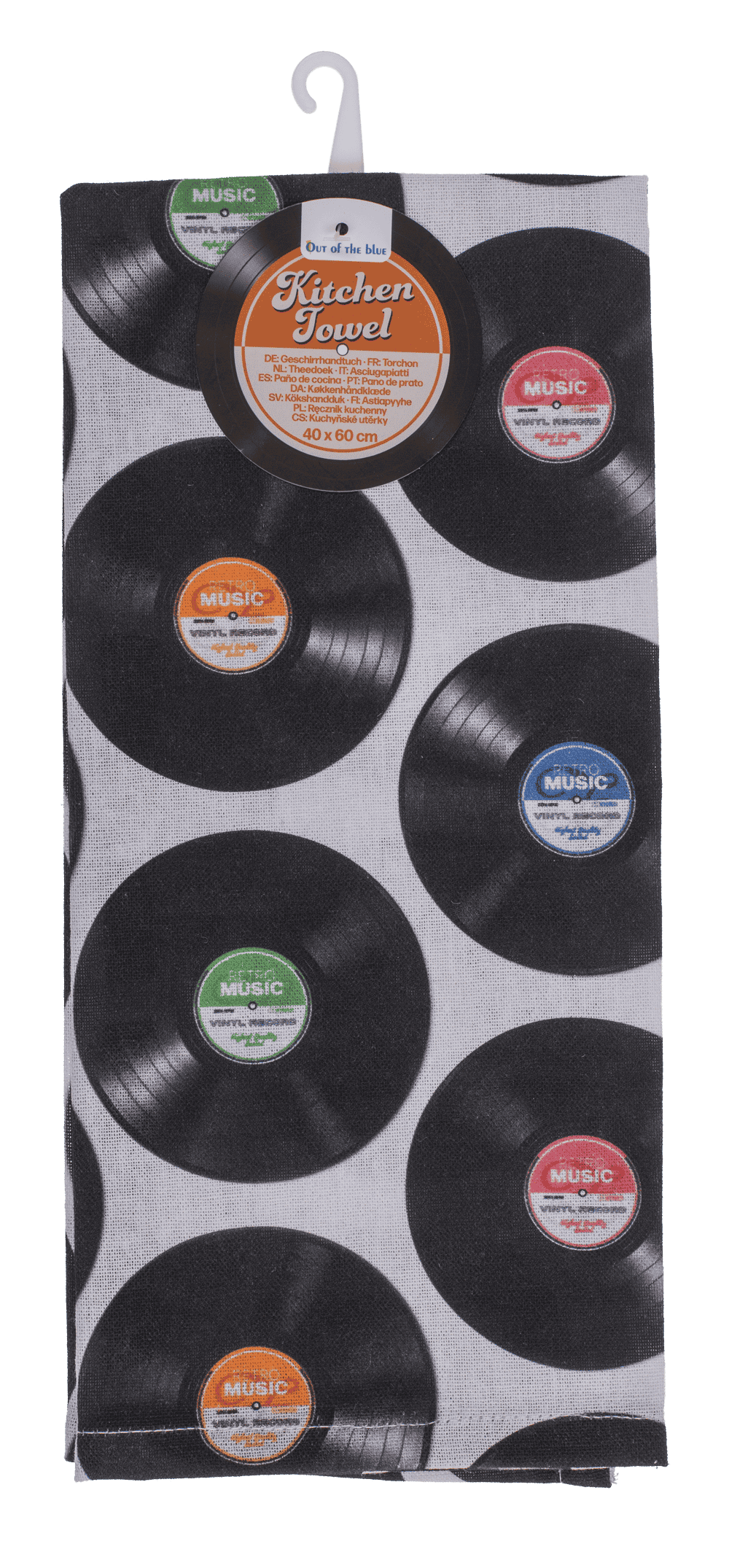 Kitchen towel, vinyl records, 40 x 60 cm,