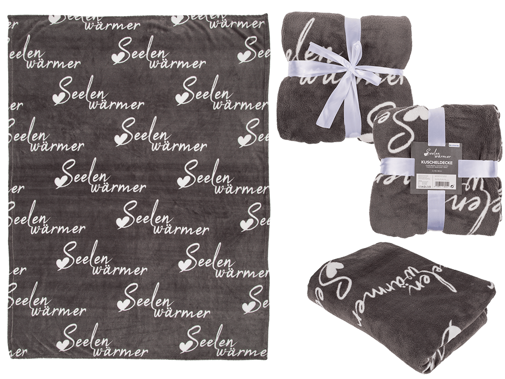 Grey coloured comfort blanket, Seelenwärmer,