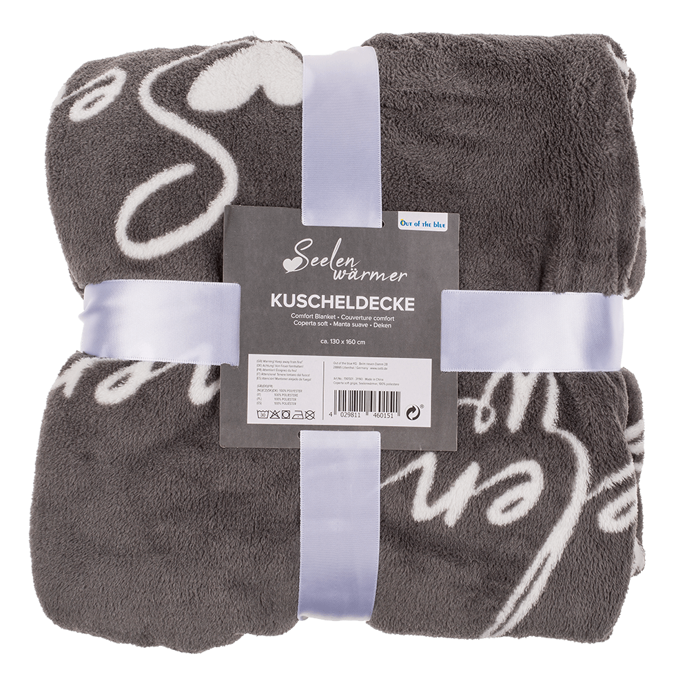Grey coloured comfort blanket, Seelenwärmer,