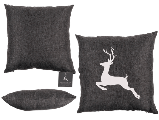 Dark grey colored decoration cushion, Deer,