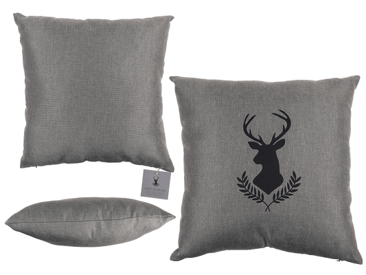 Light grey colored decoration cushion, Deer head,