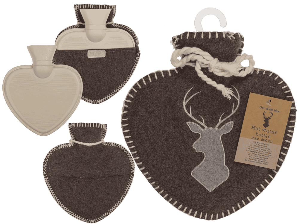 Hot water bottle in heart shape, Deer,