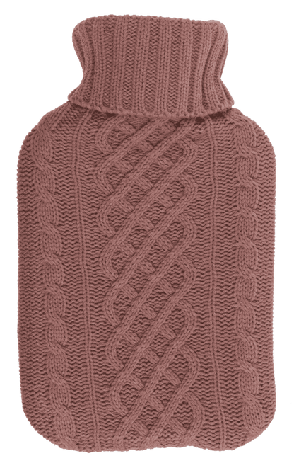 Hot water bottle with knitted cover, Cable Stitch,