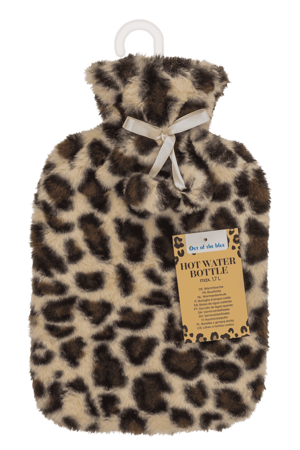 Hot water bottle with plush cover & Pom Poms,