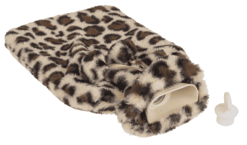 Hot water bottle with plush cover & Pom Poms,