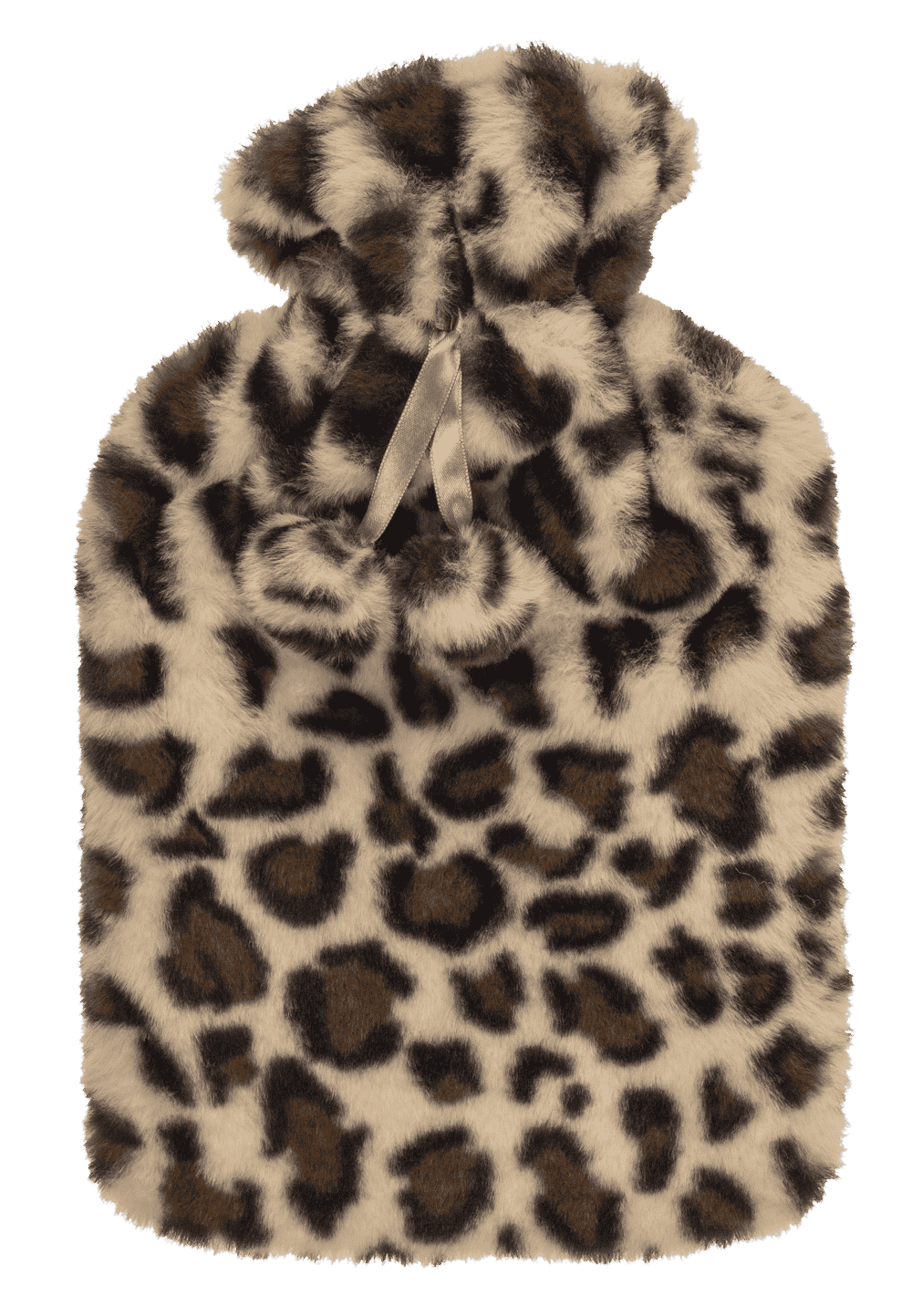 Hot water bottle with plush cover & Pom Poms,