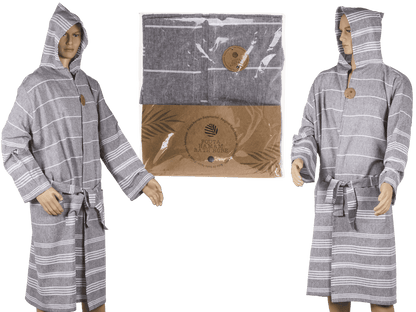 Grey/white hamam bath robe, size XXL,