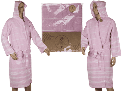 Pink/white hamam bath robe, size L,