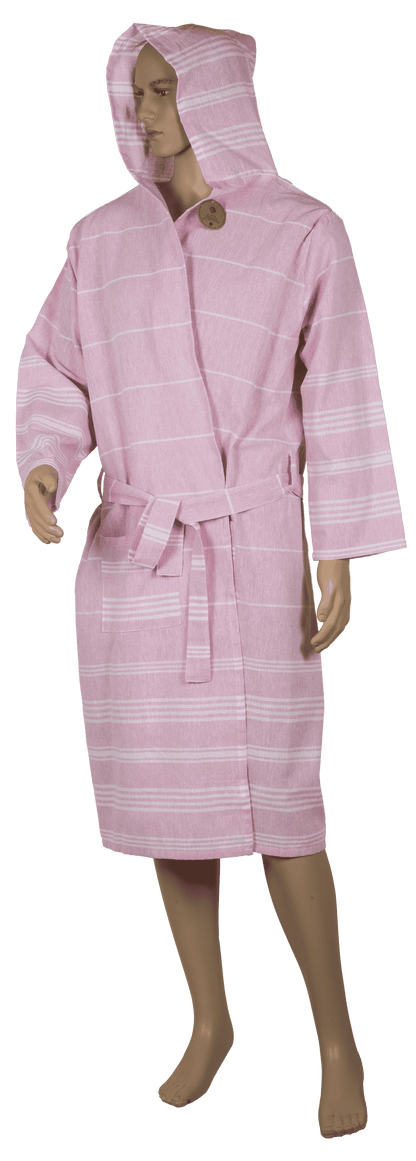 Pink/white hamam bath robe, size L,