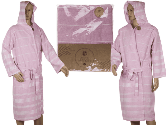Pink/white hamam bath robe, size XXL,