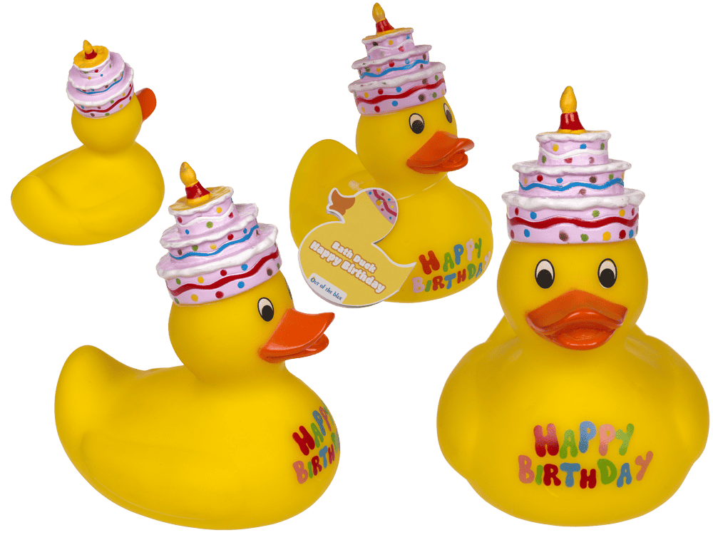 Yellow squeaking duck, Happy Birthday,