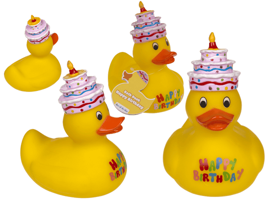 Yellow squeaking duck, Happy Birthday,