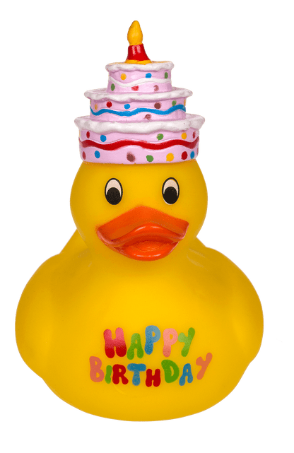Yellow squeaking duck, Happy Birthday,