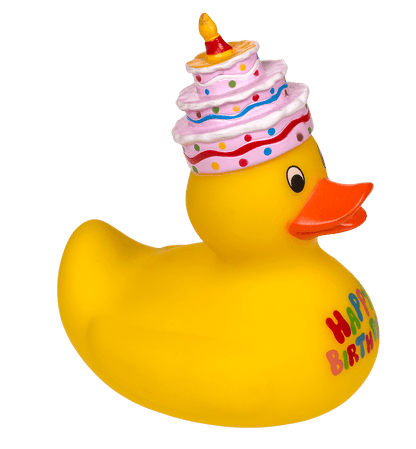 Yellow squeaking duck, Happy Birthday,