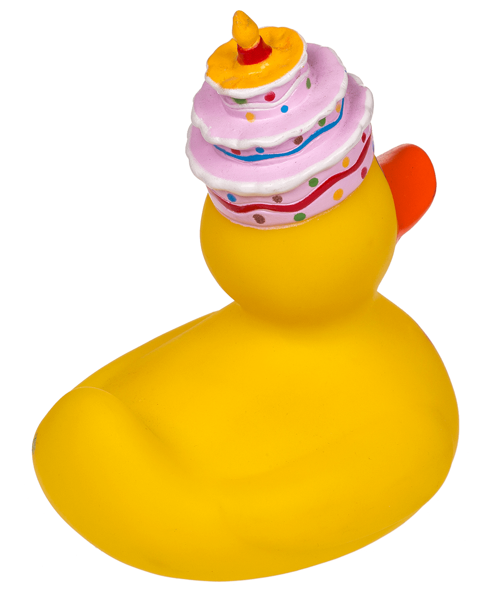 Yellow squeaking duck, Happy Birthday,