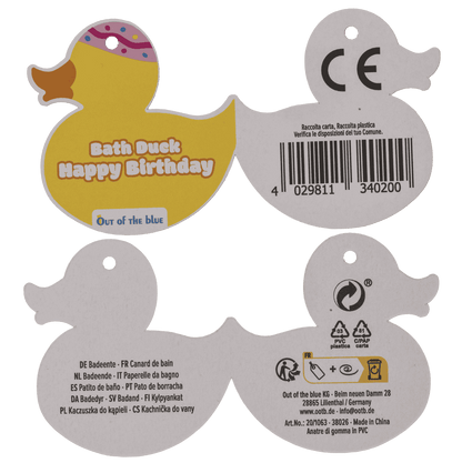 Yellow squeaking duck, Happy Birthday,