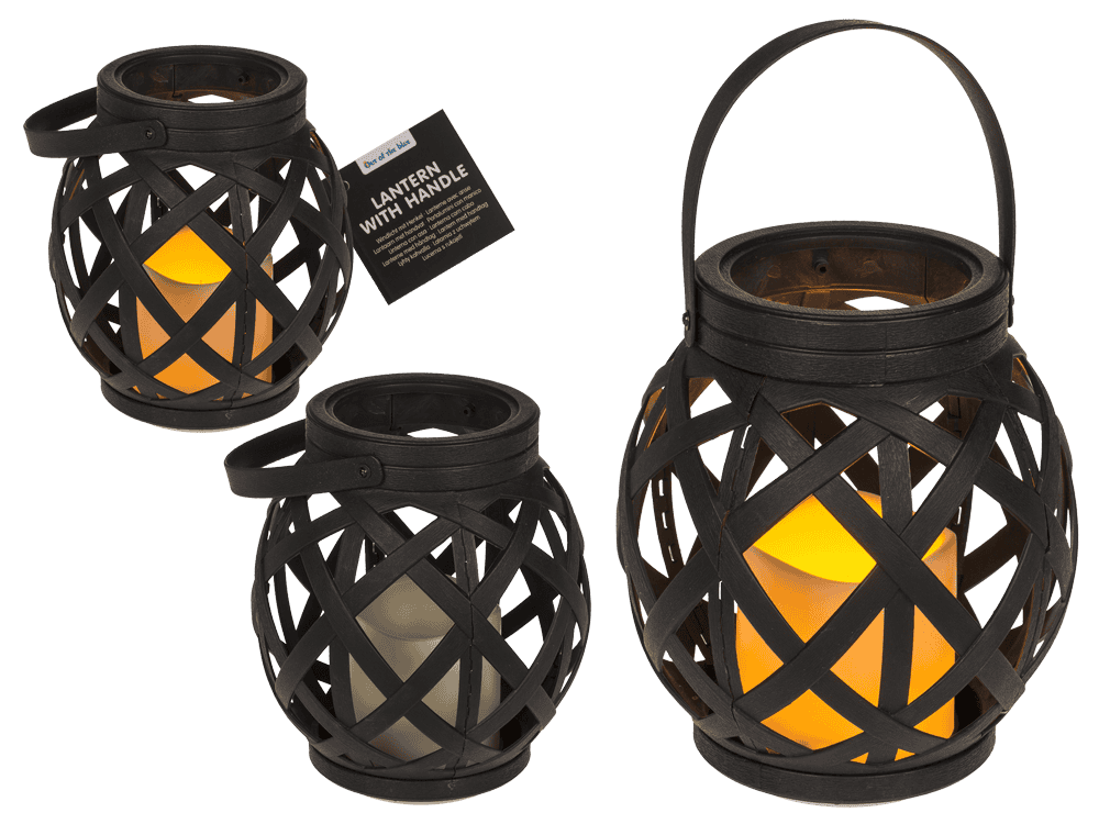 Lantern with handle, LED candle & Timer,