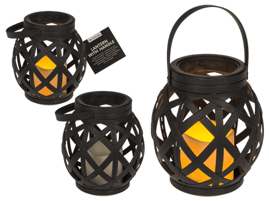 Lantern with handle, LED candle & Timer,