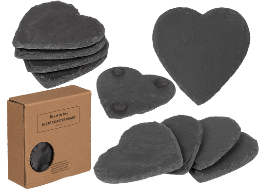 Slate coaster, heart, ca. 10 cm, Set of 4 pcs