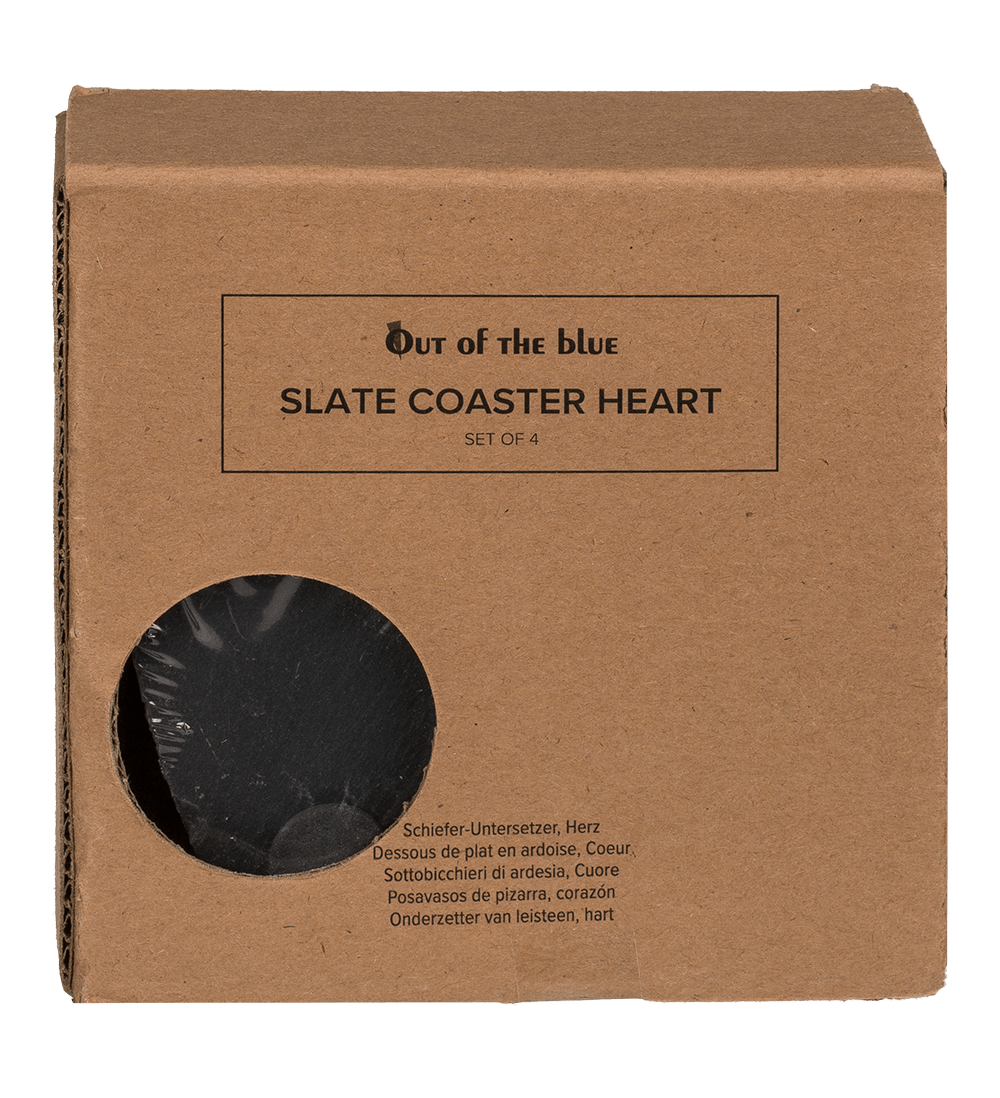 Slate coaster, heart, ca. 10 cm, Set of 4 pcs