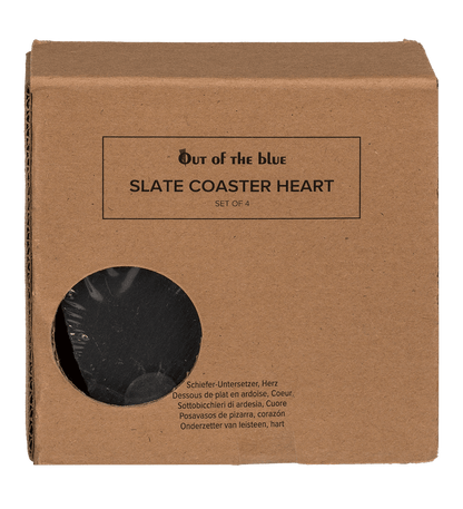Slate coaster, heart, ca. 10 cm, Set of 4 pcs