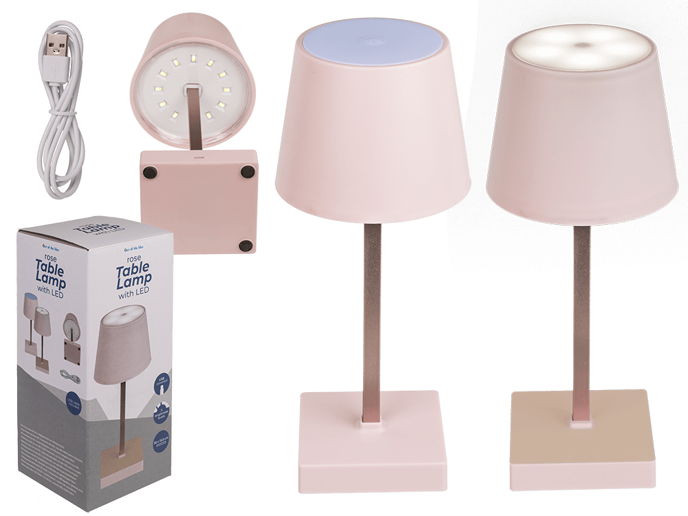 Rose colored table lamp with LED,