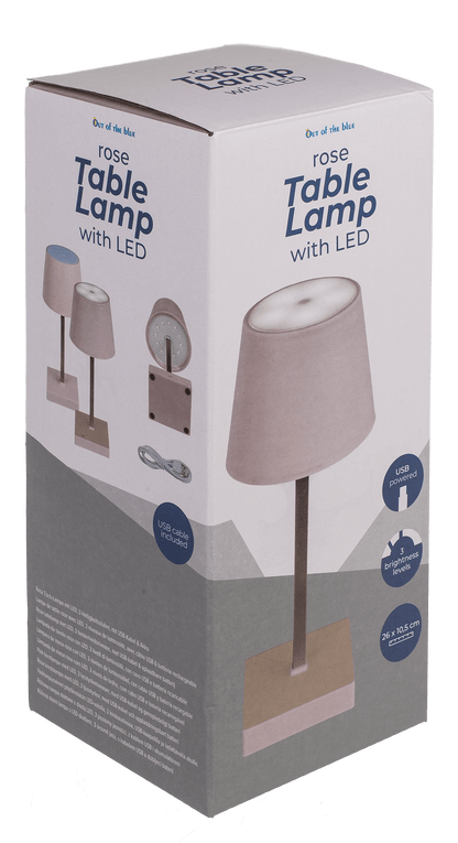 Rose colored table lamp with LED,