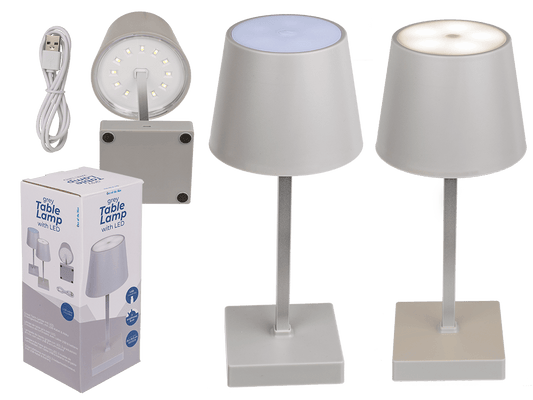 Grey colored table lamp with LED,