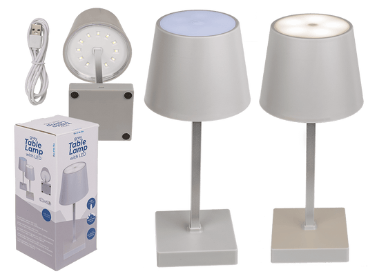 Grey colored table lamp with LED,