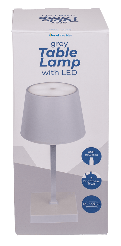 Grey colored table lamp with LED,