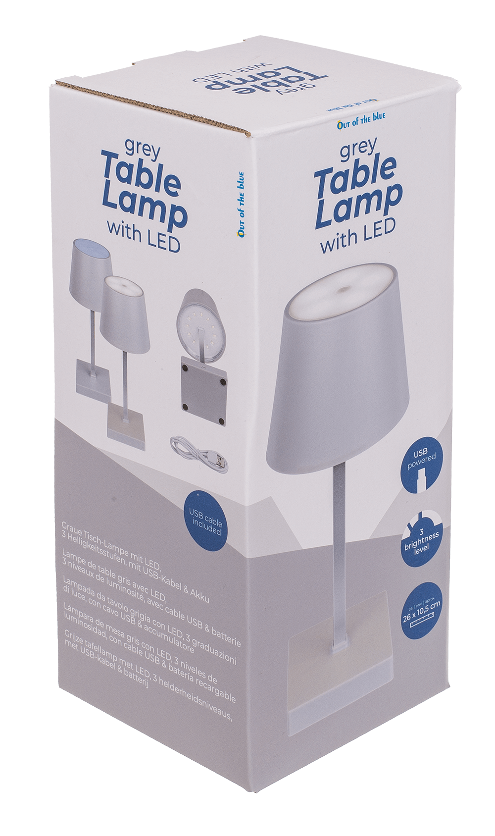 Grey colored table lamp with LED,