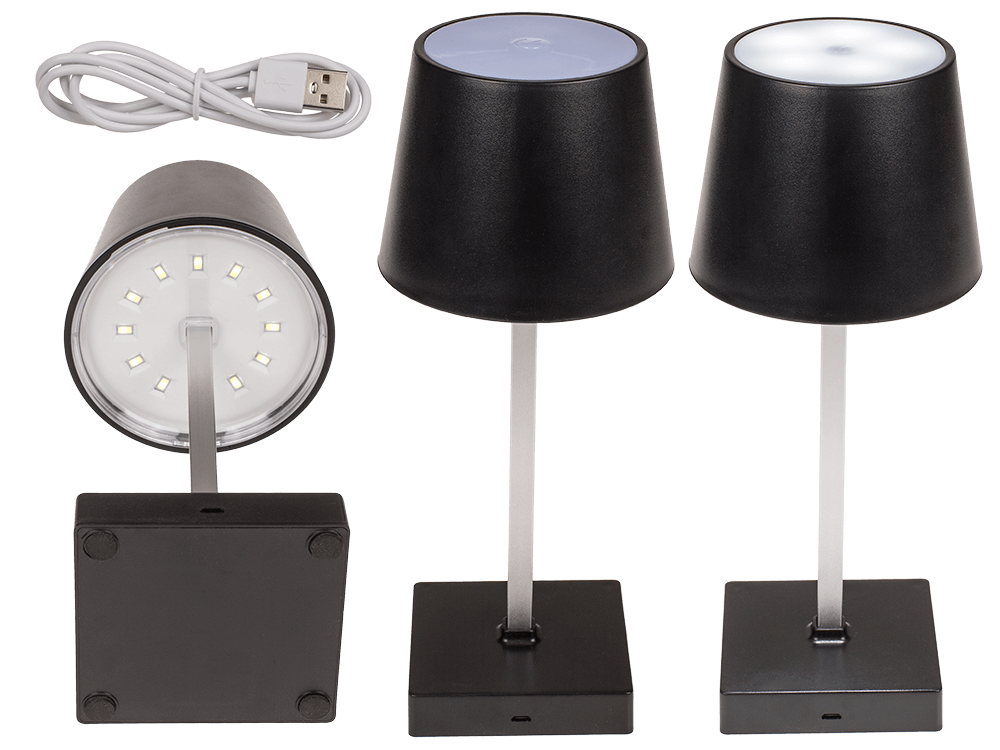 Black colored table lamp with LED,