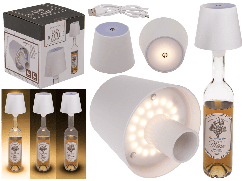 LED bottle lamp, white, 3 modes (on/off/dim.),